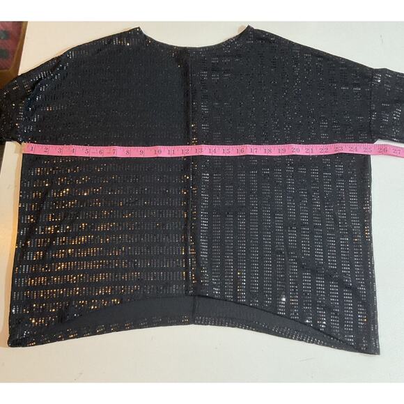 Clara Sun Woo Top Womens Sz S Knit Sparkle Black Boxy Short Sleeve Nice!  USA - Picture 3 of 6